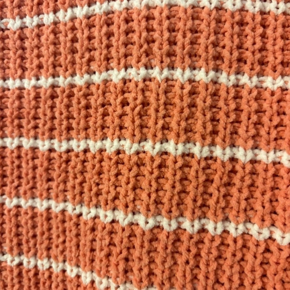 Self Esteem L Chenille Striped Cropped Pullover Sweater Coral White Coastal Chic - Picture 5 of 14